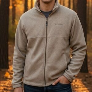 Columbia Vintage Men's XL Fleece Jacket Sweater Beige Tan Sand Great Condition
